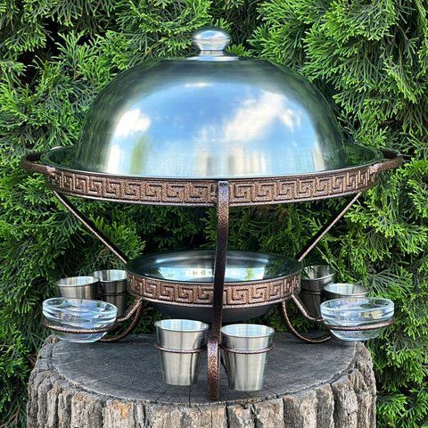 Садж для мяса Mzavod 36см Греческий с 3 соусницами и 6 рюмками 1992315000006 фото