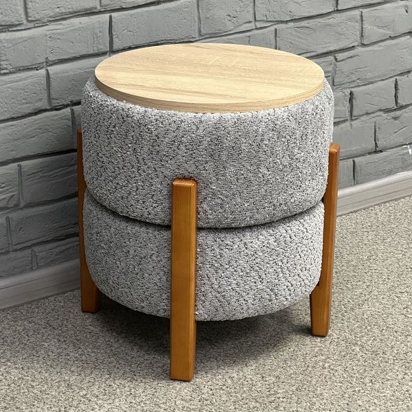 Пуф-трансформер Mzavod Медісон на дерев&rsquo;яних ніжках тедді світло-сірий/дуб сонома 4060250005077 фото